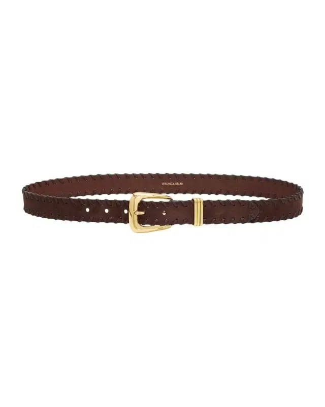 Veronica Beard Arch Suede Whipstitch Belt