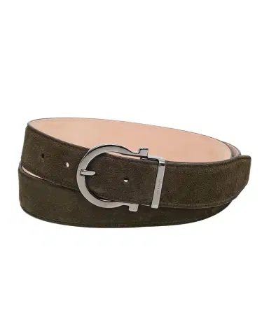Ferragamo Men's Suede Gancio-Buckle Belt | Thumbnail 1