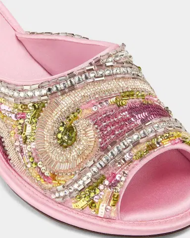 Versace 50mm Beaded Satin Peep-Toe Wedge Mules | Thumbnail 2 Versace 50mm Beaded Satin Peep-Toe Wedge Mules | Thumbnail 2