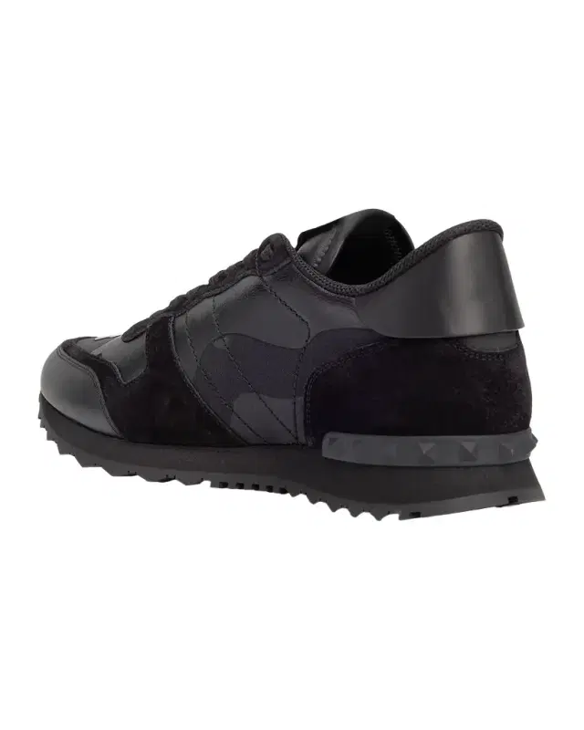 Valentino Garavani Men 's Rockrunner Cotton and Leather Sneakers