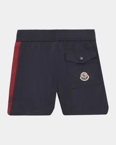 Moncler Boy's Logo-Embroidered Swim Shorts, Size 4-6 | Thumbnail 2
