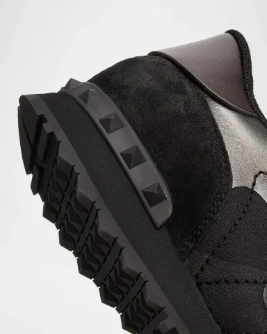 Valentino Garavani Men's Rockrunner Nylon and Leather Sneakers | Thumbnail 4 Valentino Garavani Men's Rockrunner Nylon and Leather Sneakers | Thumbnail 4