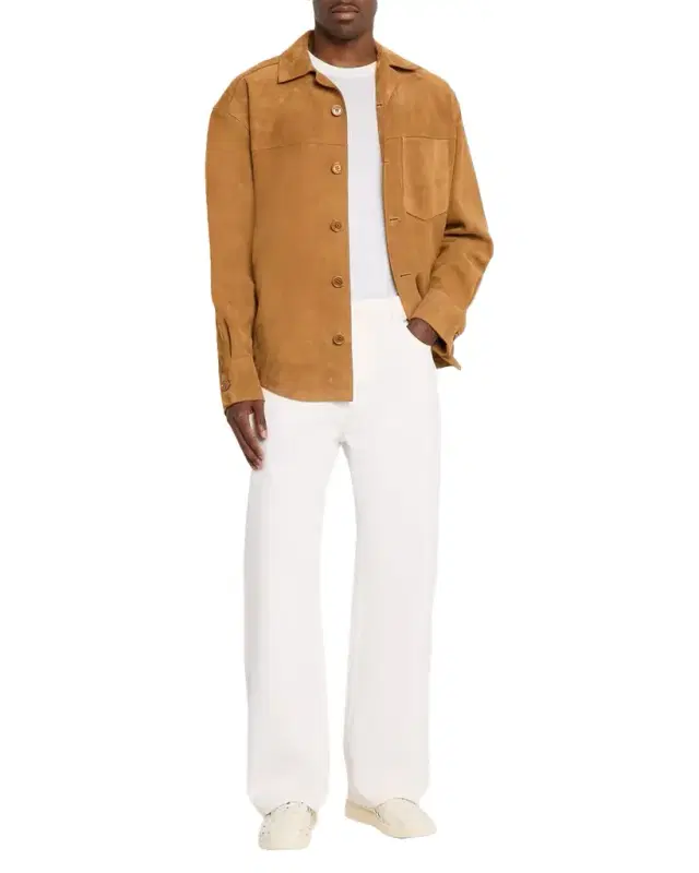 Men 's Leather Button-Down Overshirt