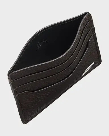 Brioni Men 's Hammered Metal Plaque Card Holder in Grained Leather | Thumbnail 6 Brioni Men 's Hammered Metal Plaque Card Holder in Grained Leather | Thumbnail 6