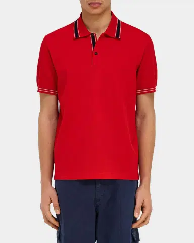 Ferragamo Men's Cotton Pique Tipped Polo Shirt | Thumbnail 3 Ferragamo Men's Cotton Pique Tipped Polo Shirt | Thumbnail 3