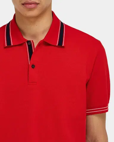 Ferragamo Men's Cotton Pique Tipped Polo Shirt | Thumbnail 4 Ferragamo Men's Cotton Pique Tipped Polo Shirt | Thumbnail 4