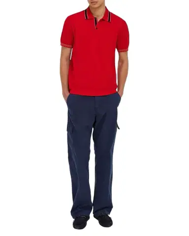 Ferragamo Men's Cotton Pique Tipped Polo Shirt | Thumbnail 1 Ferragamo Men's Cotton Pique Tipped Polo Shirt | Thumbnail 1