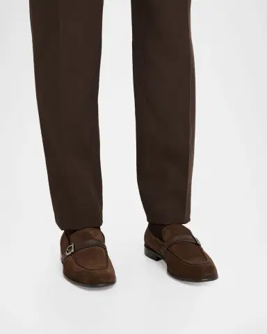 Ferragamo Men's Terence Suede Side-Gancio Loafers | Thumbnail 2 Ferragamo Men's Terence Suede Side-Gancio Loafers | Thumbnail 2