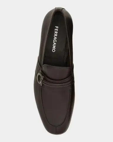 Ferragamo Men's Side-Gancio Leather Loafers | Thumbnail 3