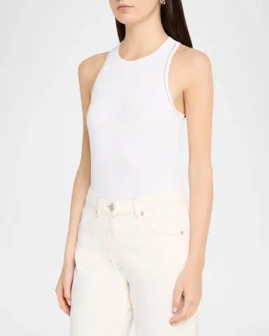Peserico Crewneck Stretch Linen-Cotton Tank Top | Thumbnail 4