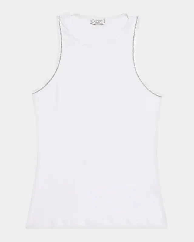 Crewneck Stretch Linen-Cotton Tank Top