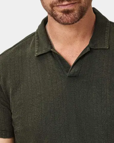 JOHN VARVATOS Men's Zion Garment-Dyed Jacquard Polo Shirt | Thumbnail 5 JOHN VARVATOS Men's Zion Garment-Dyed Jacquard Polo Shirt | Thumbnail 5
