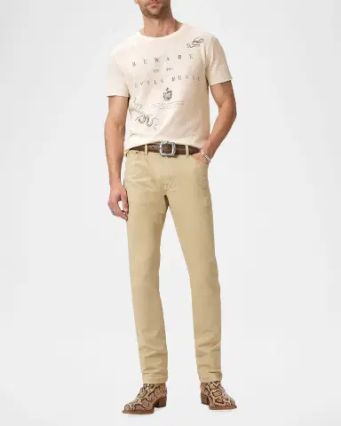 JOHN VARVATOS Men's Beware Cotton Raw-Edge Crewneck T-Shirt | Thumbnail 2 JOHN VARVATOS Men's Beware Cotton Raw-Edge Crewneck T-Shirt | Thumbnail 2