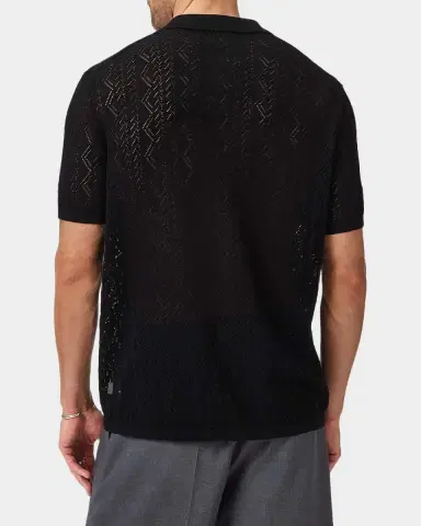 JOHN VARVATOS Men's Emil Pointelle Knit Short-Sleeve Sweater | Thumbnail 3 JOHN VARVATOS Men's Emil Pointelle Knit Short-Sleeve Sweater | Thumbnail 3