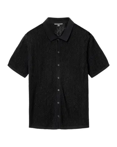 JOHN VARVATOS Men's Emil Pointelle Knit Short-Sleeve Sweater | Thumbnail 1 JOHN VARVATOS Men's Emil Pointelle Knit Short-Sleeve Sweater | Thumbnail 1
