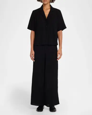 Eileen Fisher Crinkled Boxy Button-Front Shirt | Thumbnail 2