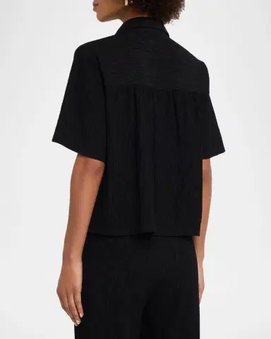 Eileen Fisher Crinkled Boxy Button-Front Shirt | Thumbnail 3