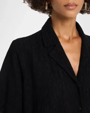 Eileen Fisher Crinkled Boxy Button-Front Shirt | Thumbnail 5