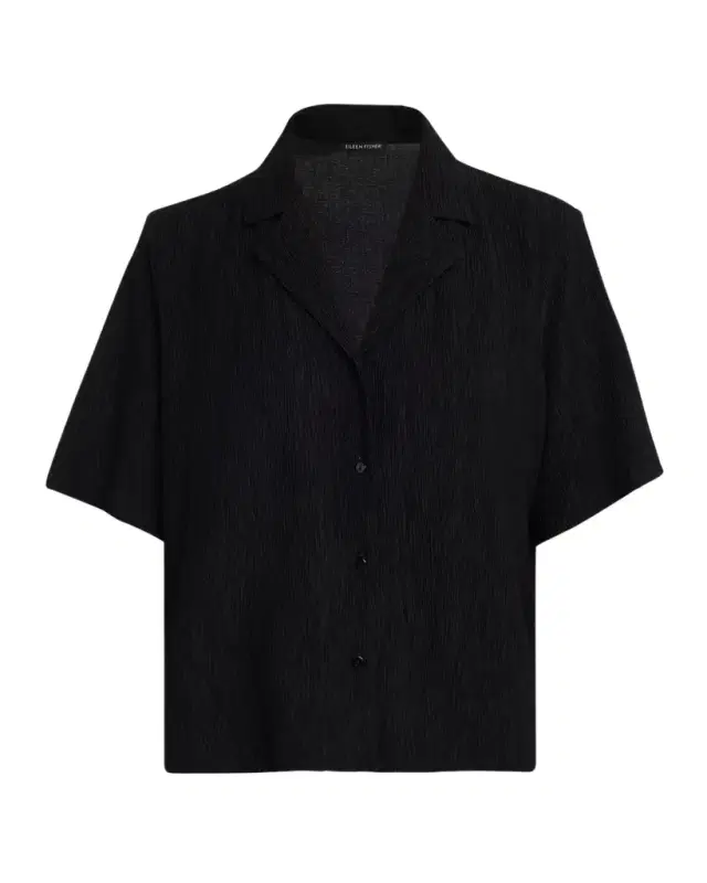 Eileen Fisher Crinkled Boxy Button-Front Shirt