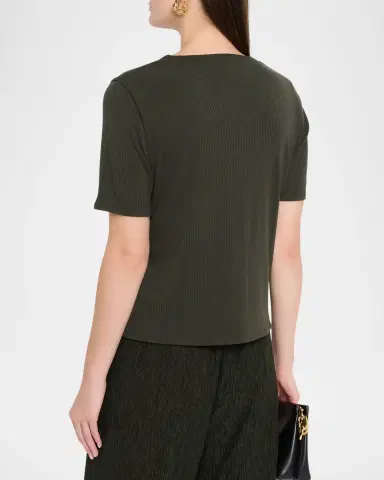 Eileen Fisher V-Neck Rib Knit Jersey Top | Thumbnail 3 Eileen Fisher V-Neck Rib Knit Jersey Top | Thumbnail 3