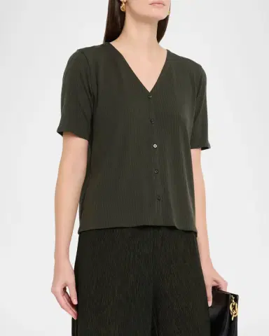 Eileen Fisher V-Neck Rib Knit Jersey Top | Thumbnail 4 Eileen Fisher V-Neck Rib Knit Jersey Top | Thumbnail 4