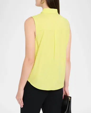 Eileen Fisher Sleeveless Organic Cotton Poplin Shirt | Thumbnail 3 Eileen Fisher Sleeveless Organic Cotton Poplin Shirt | Thumbnail 3
