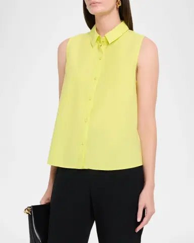 Eileen Fisher Sleeveless Organic Cotton Poplin Shirt | Thumbnail 4 Eileen Fisher Sleeveless Organic Cotton Poplin Shirt | Thumbnail 4