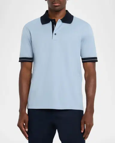 Ferragamo Men's Contrast-Trim Cotton Pique Polo Shirt | Thumbnail 3