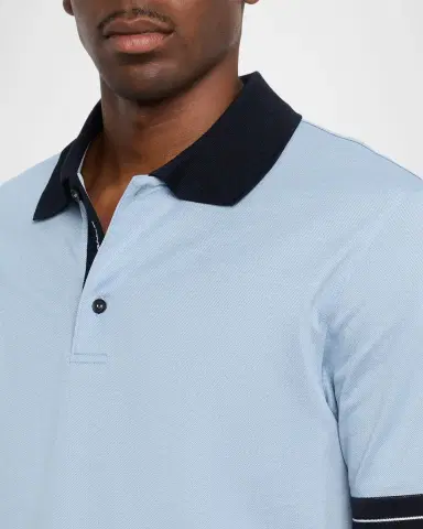 Ferragamo Men's Contrast-Trim Cotton Pique Polo Shirt | Thumbnail 4