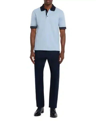 Ferragamo Men's Contrast-Trim Cotton Pique Polo Shirt | Thumbnail 1