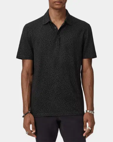 JOHN VARVATOS Men's Marcel Cheetah Jacquard Polo Shirt | Thumbnail 4 JOHN VARVATOS Men's Marcel Cheetah Jacquard Polo Shirt | Thumbnail 4