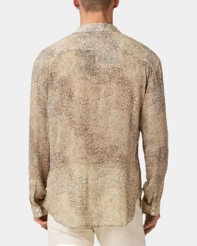 JOHN VARVATOS Men's Bucks Linen Animal-Print Button-Down Shirt | Thumbnail 3 JOHN VARVATOS Men's Bucks Linen Animal-Print Button-Down Shirt | Thumbnail 3