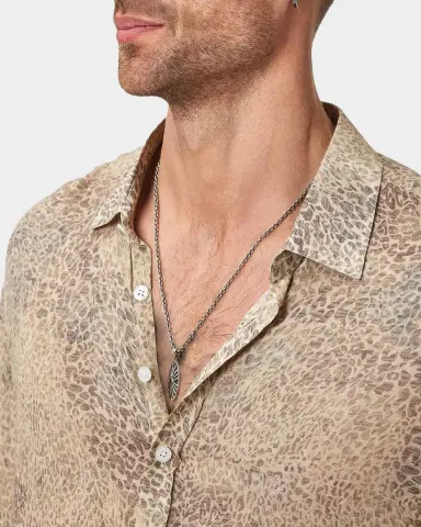 JOHN VARVATOS Men's Bucks Linen Animal-Print Button-Down Shirt | Thumbnail 4 JOHN VARVATOS Men's Bucks Linen Animal-Print Button-Down Shirt | Thumbnail 4