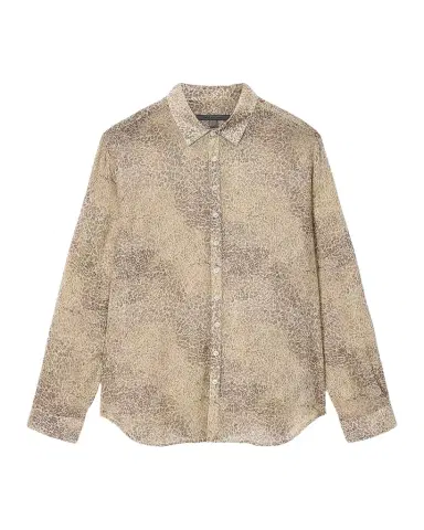 JOHN VARVATOS Men's Bucks Linen Animal-Print Button-Down Shirt | Thumbnail 1 JOHN VARVATOS Men's Bucks Linen Animal-Print Button-Down Shirt | Thumbnail 1