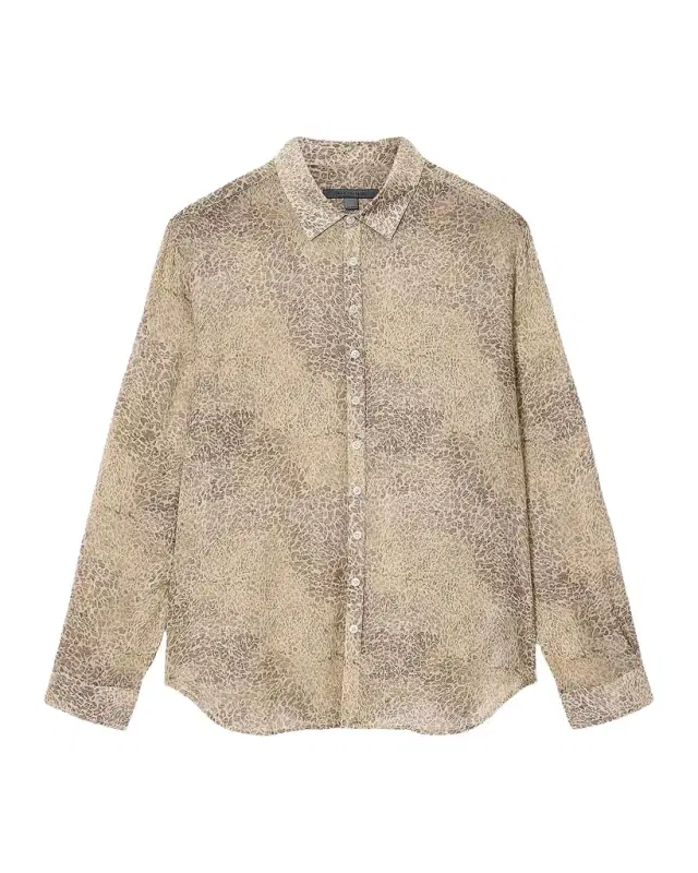 John Varvatos Men 's Bucks Linen Animal-Print Button-Down Shirt