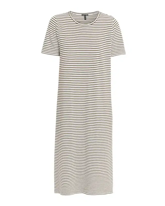 Eileen Fisher Striped Organic Cotton Knit Midi Dress
