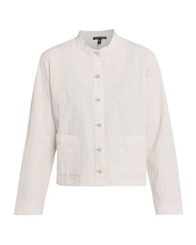 Eileen Fisher Seersucker Check Shirt Jacket