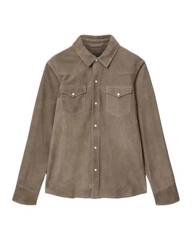 John Varvatos Men 's Sage Suede Western Shirt Jacket