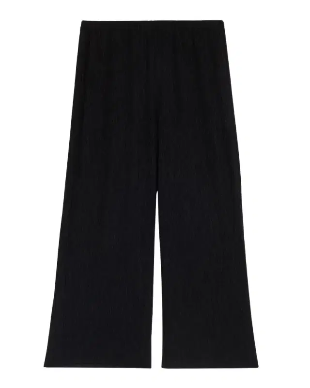 Crinkled Wide-Leg Ankle Pants