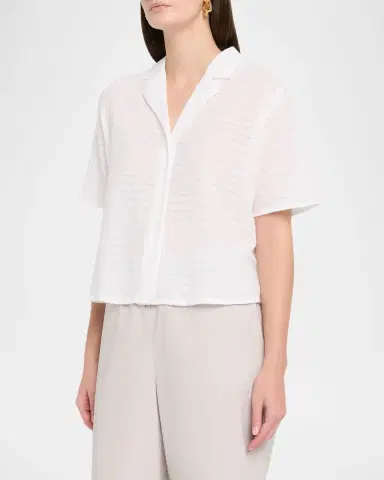 Eileen Fisher Boxy Textured Organic Cotton-Blend Shirt | Thumbnail 4 Eileen Fisher Boxy Textured Organic Cotton-Blend Shirt | Thumbnail 4