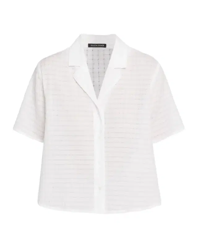 Eileen Fisher Boxy Textured Organic Cotton-Blend Shirt
