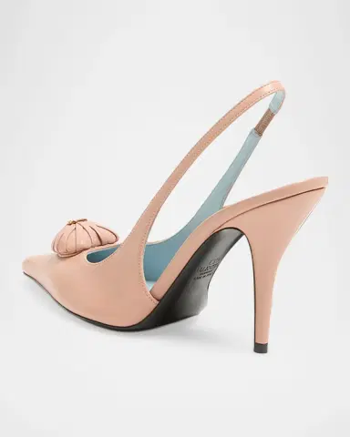 Valentino Garavani 100mm Coeur Royal Leather Slingback Pumps | Thumbnail 2