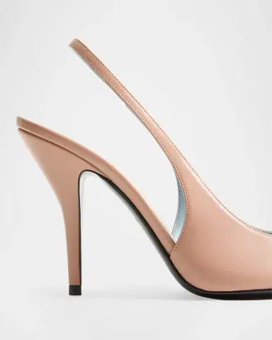 Valentino Garavani 100mm Coeur Royal Leather Slingback Pumps | Thumbnail 3