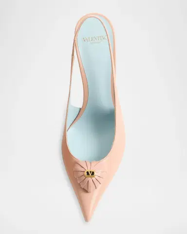 Valentino Garavani 100mm Coeur Royal Leather Slingback Pumps | Thumbnail 4