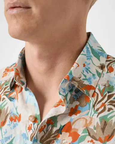 Eton Men's Linen Floral-Print Button-Down Shirt | Thumbnail 4 Eton Men's Linen Floral-Print Button-Down Shirt | Thumbnail 4