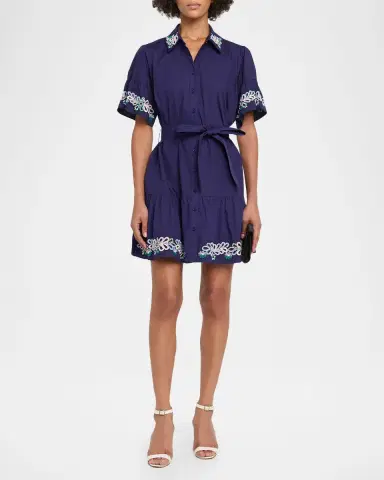 Shoshanna Lima Embroidered Flounce Cotton Mini Dress | Thumbnail 2 Shoshanna Lima Embroidered Flounce Cotton Mini Dress | Thumbnail 2