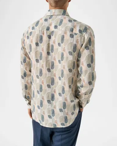 Eton Men's Linen Abstract-Print Button-Down Shirt | Thumbnail 2
