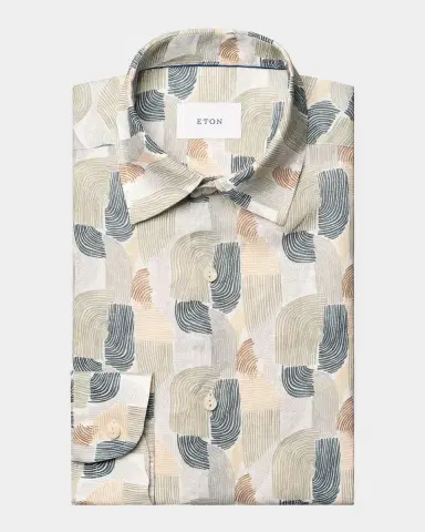 Eton Men's Linen Abstract-Print Button-Down Shirt | Thumbnail 7