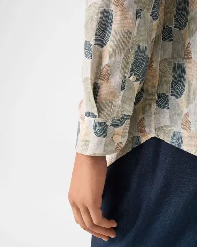 Eton Men's Linen Abstract-Print Button-Down Shirt | Thumbnail 8