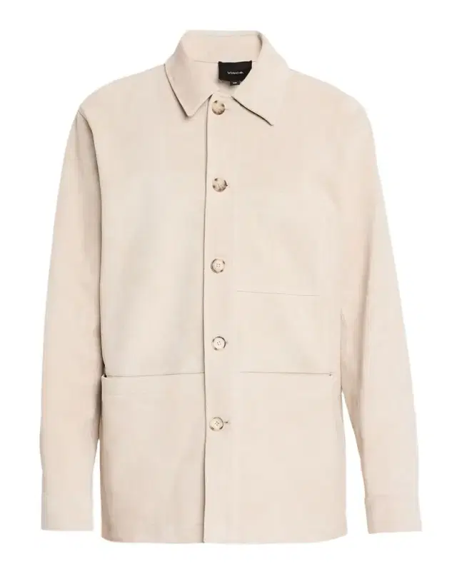 Men 's Suede Patch-Pocket Shirt Jacket